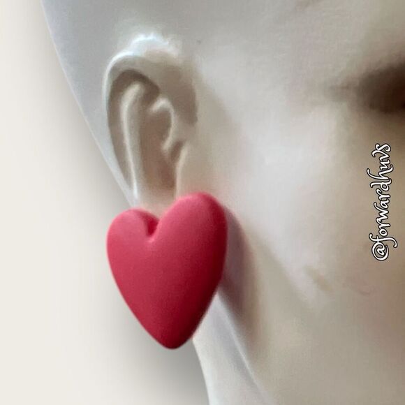 Bundle Sale 3 for $15 | Large Red Heart Earrings - Picture 3 of 7